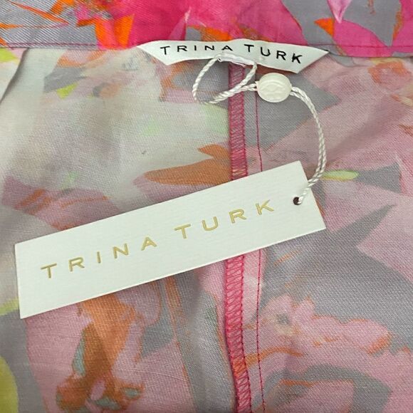 Trina Turk Pants Trousers Wide Leg Pink Floral 8 NWT - Picture 3 of 7